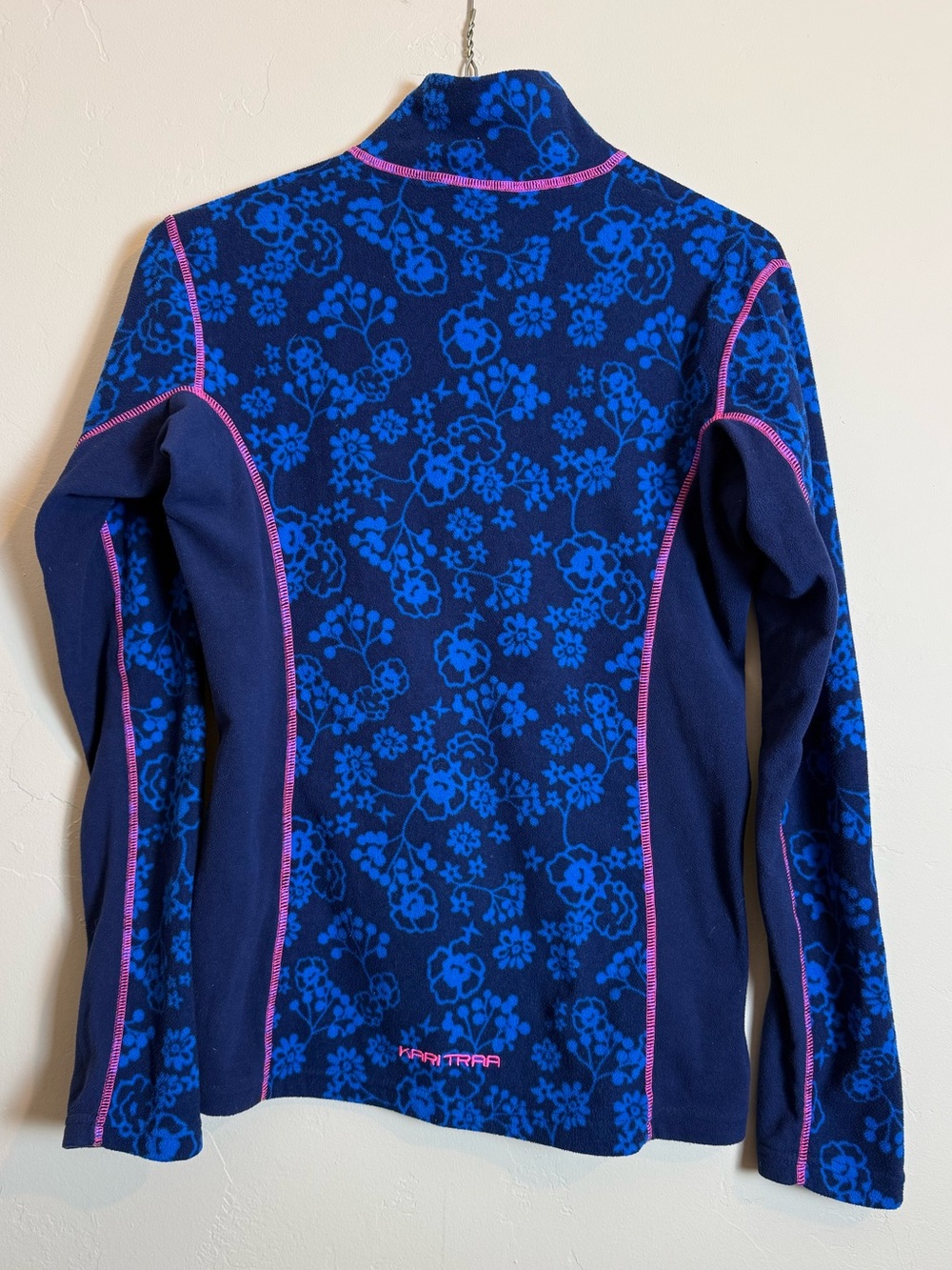 Kari Traa Blue Floral Full-Zip Fleece Jacket with Pink Trim, Size small - Picture 2 of 7